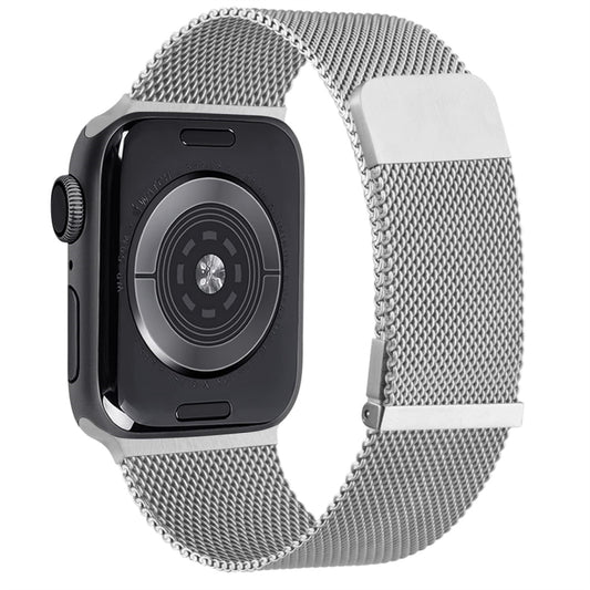 For Apple Watch 8 41mm Milan Double Magnetic Steel Mesh Watch Band(Silver) - Watch Bands by buy2fix | Online Shopping UK | buy2fix