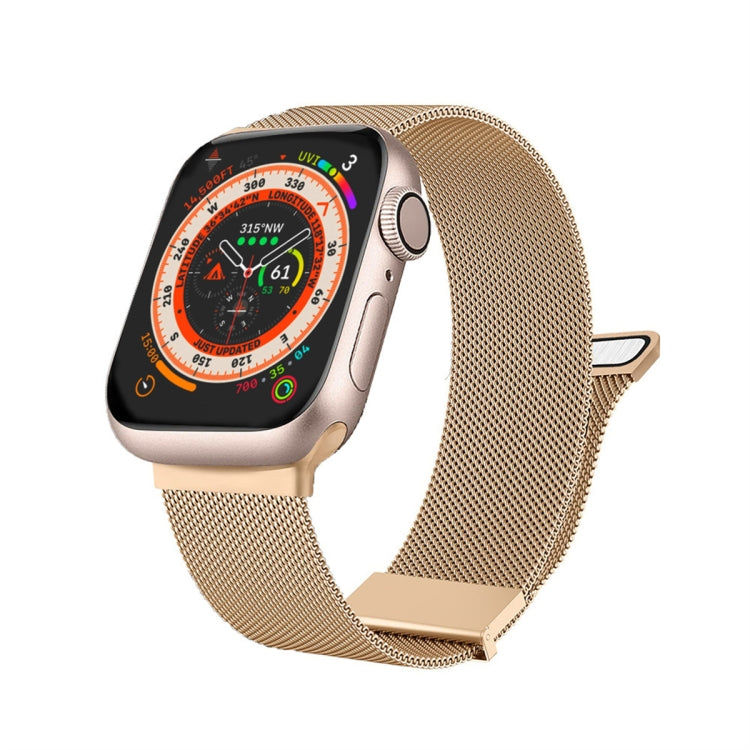 For Apple Watch 8 45mm Milan Double Magnetic Steel Mesh Watch Band(Rose Gold) - Watch Bands by buy2fix | Online Shopping UK | buy2fix