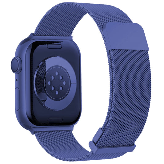 For Apple Watch 42mm Milan Double Magnetic Steel Mesh Watch Band(Blue) - Watch Bands by buy2fix | Online Shopping UK | buy2fix