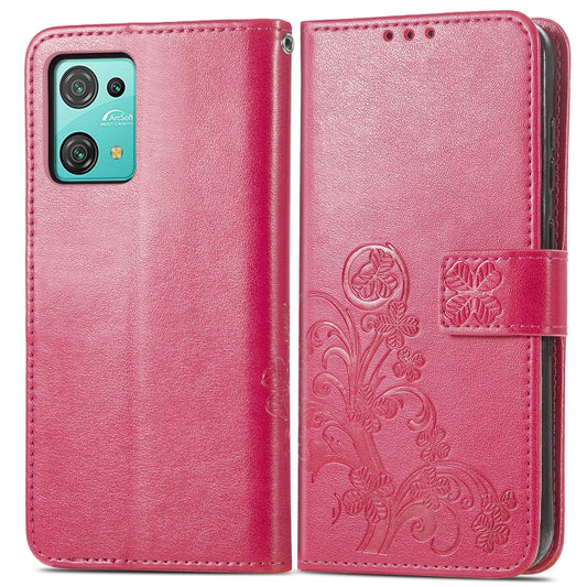 For Blackview Oscal C30 Pro Four-leaf Clasp Embossed Buckle Leather Phone Case(Magenta) by buy2fix