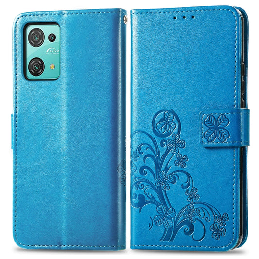 For Blackview Oscal C30 Pro Four-leaf Clasp Embossed Buckle Leather Phone Case(Blue) by buy2fix