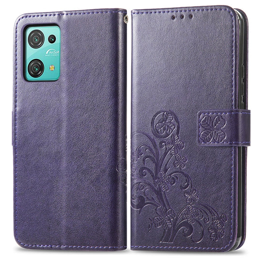 For Blackview Oscal C30 Pro Four-leaf Clasp Embossed Buckle Leather Phone Case(Purple) by buy2fix
