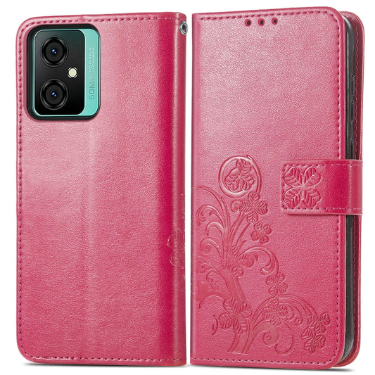 For Blackview Oscal C70 Four-leaf Clasp Embossed Buckle Leather Phone Case(Magenta) by buy2fix