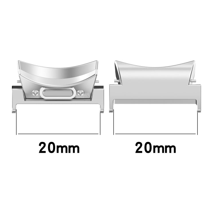 For Samsung Galaxy Watch6 / 6 Classic 20mm 1 Pair Button Style Curved Metal Watch Band Connector(Silver) - Other Parts by buy2fix | Online Shopping UK | buy2fix