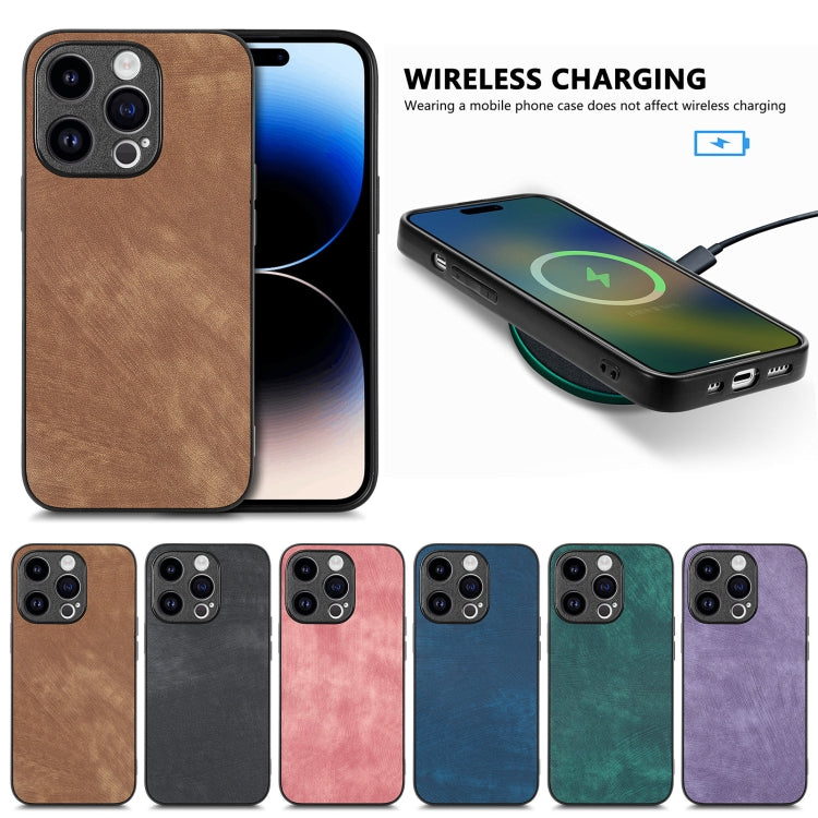 For iPhone 16e Vintage Leather PC Back Cover Phone Case(Purple) - iPhone 16e Cases by buy2fix | Online Shopping UK | buy2fix