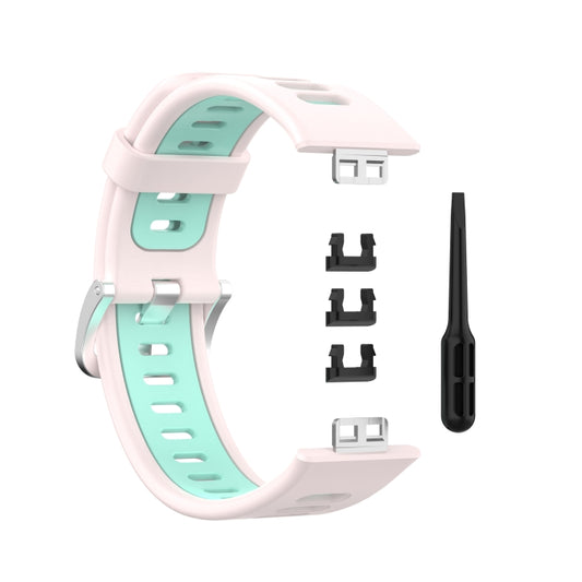 For Huawei Watch Fit New Two-Color Silicone Watch Band(Pink+Teal) by buy2fix