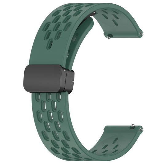 For Amazfit GTS 20mm Folding Magnetic Clasp Silicone Watch Band(Dark Green) by buy2fix