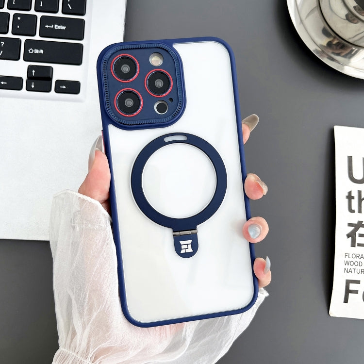For iPhone 15 Pro Yashi MagSafe Magnetic Holder Phone Case(Blue) - iPhone 15 Pro Cases by buy2fix | Online Shopping UK | buy2fix