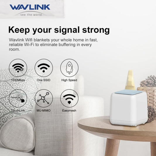 WAVLINK WN535M2 For Home Office 2pcs Mesh Wireless Router AC1200 Dual Band WiFi Signal Booster, Plug:AU Plug by WAVLINK