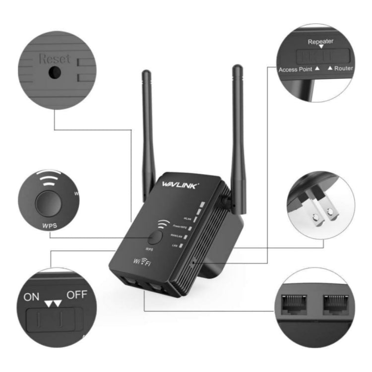 Wavlink WN578R2 With 2 External Antennas N300 Wireless AP/Range Extender/Router, Plug:EU Plug by WAVLINK
