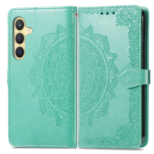 For Samsung Galaxy S25 5G Mandala Flower Embossed Leather Phone Case(Green) by buy2fix