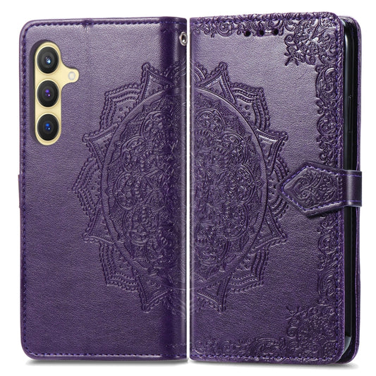 For Samsung Galaxy S25+ 5G Mandala Flower Embossed Leather Phone Case(Purple) by buy2fix
