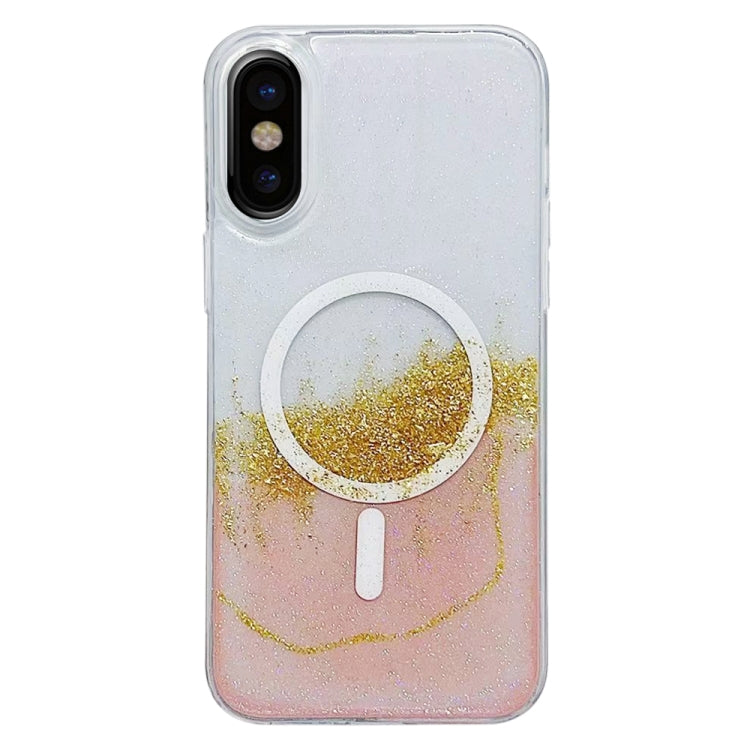 For iPhone X / XS Gilding MagSafe Hybrid Clear TPU Phone Case(Pink) - More iPhone Cases by buy2fix | Online Shopping UK | buy2fix