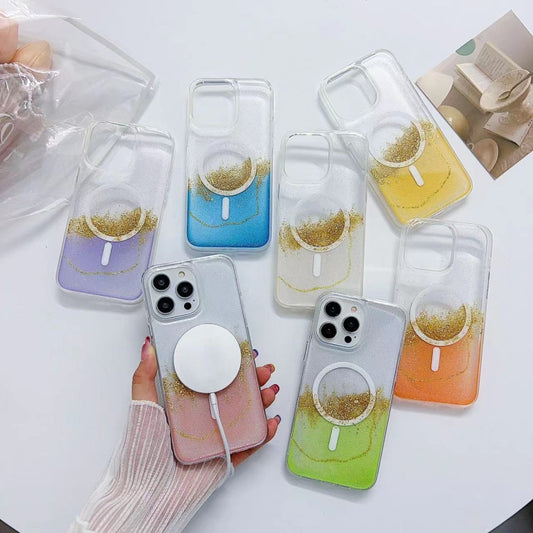 For iPhone XR Gilding MagSafe Hybrid Clear TPU Phone Case(White) - More iPhone Cases by buy2fix | Online Shopping UK | buy2fix