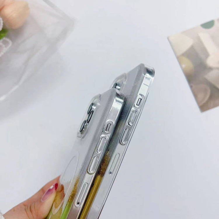 For iPhone 15 Pro Max Gilding MagSafe Hybrid Clear TPU Phone Case(White) - iPhone 15 Pro Max Cases by buy2fix | Online Shopping UK | buy2fix