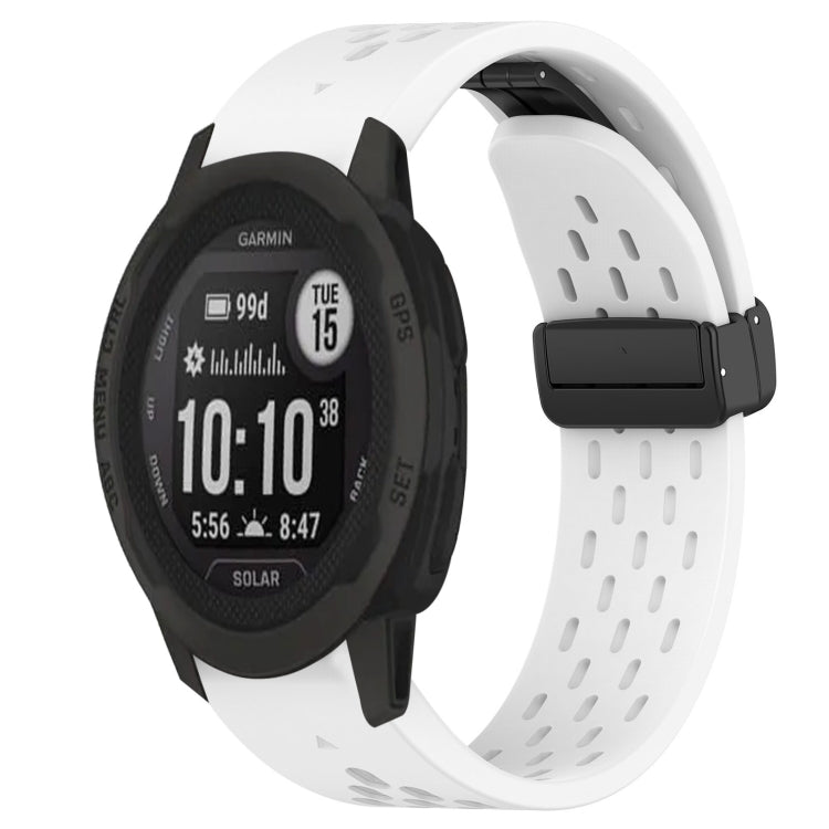 For Garmin Instinct 2S Hole Folding Buckle 20mm Silicone Watch Band(White) - Watch Bands by buy2fix | Online Shopping UK | buy2fix
