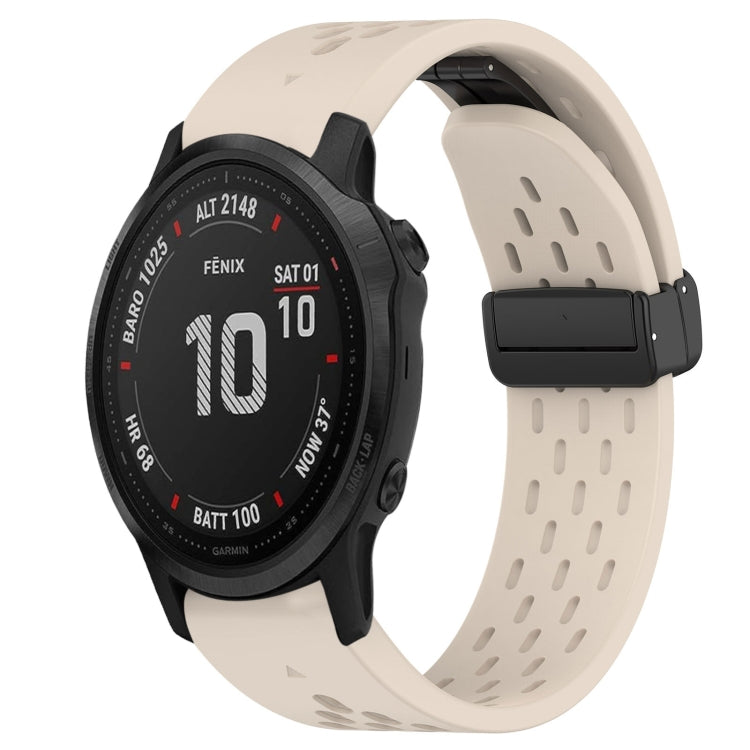 For Garmin Fenix 6S Hole Folding Buckle 20mm Silicone Watch Band(Starlight Color) - Watch Bands by buy2fix | Online Shopping UK | buy2fix