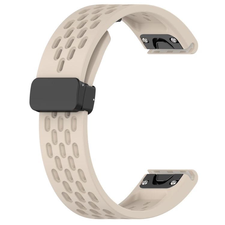 For Garmin Fenix 6S Hole Folding Buckle 20mm Silicone Watch Band(Starlight Color) - Watch Bands by buy2fix | Online Shopping UK | buy2fix