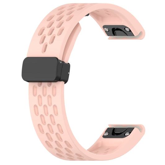 For Garmin Fenix 5S Hole Folding Buckle 20mm Silicone Watch Band(Pink) by buy2fix
