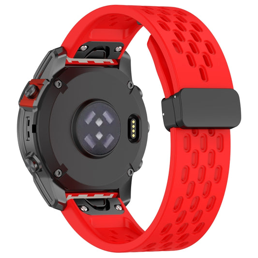 For Garmin Instinct 2x Quick Release Holes Magnetic Buckle Silicone Watch Band(Red) by buy2fix