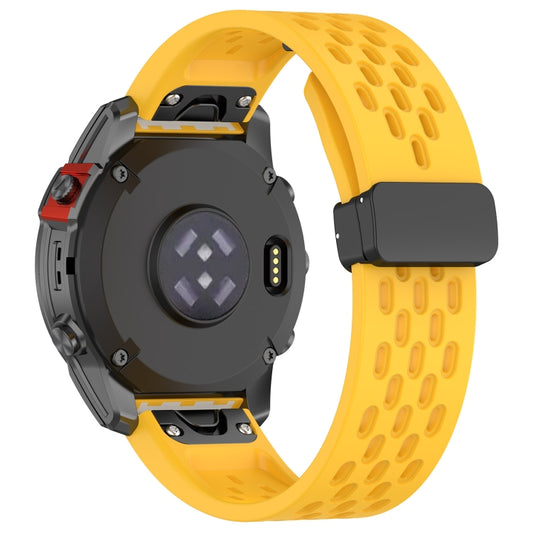 For Garmin Tactix 7 / Tactix DELTA Quick Release Holes Magnetic Buckle Silicone Watch Band(Yellow) by buy2fix