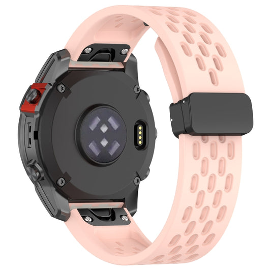 For Garmin Fenix 5x Sapphire Quick Release Holes Magnetic Buckle Silicone Watch Band(Pink) by buy2fix