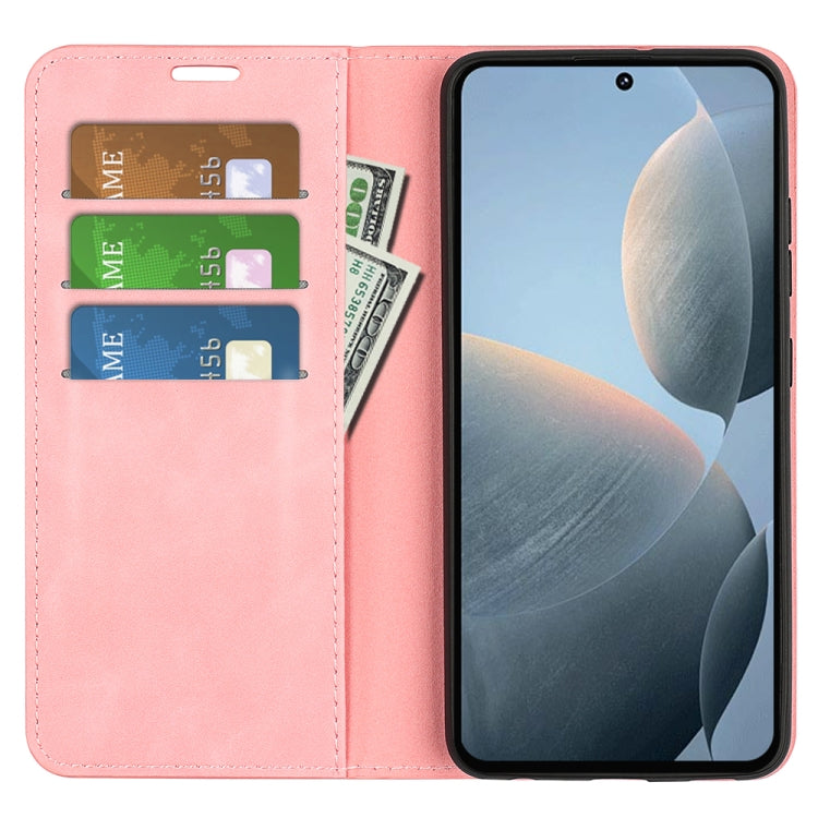 For Xiaomi Redmi K70E Retro-skin Magnetic Suction Leather Phone Case(Pink) - Xiaomi Cases by buy2fix | Online Shopping UK | buy2fix