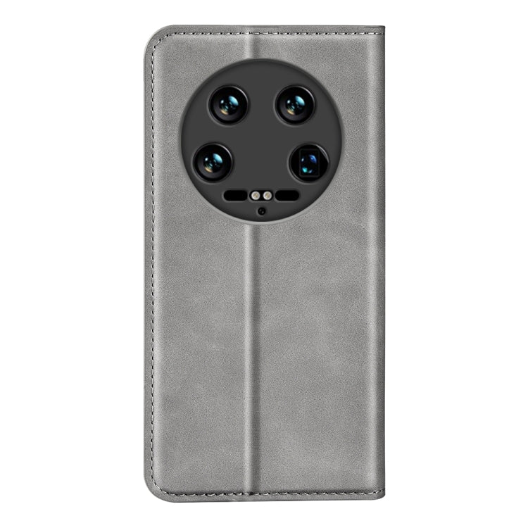 For Xiaomi 14 Ultra Retro-skin Magnetic Suction Leather Phone Case(Grey) - Xiaomi 14 Ultra Cases by buy2fix | Online Shopping UK | buy2fix