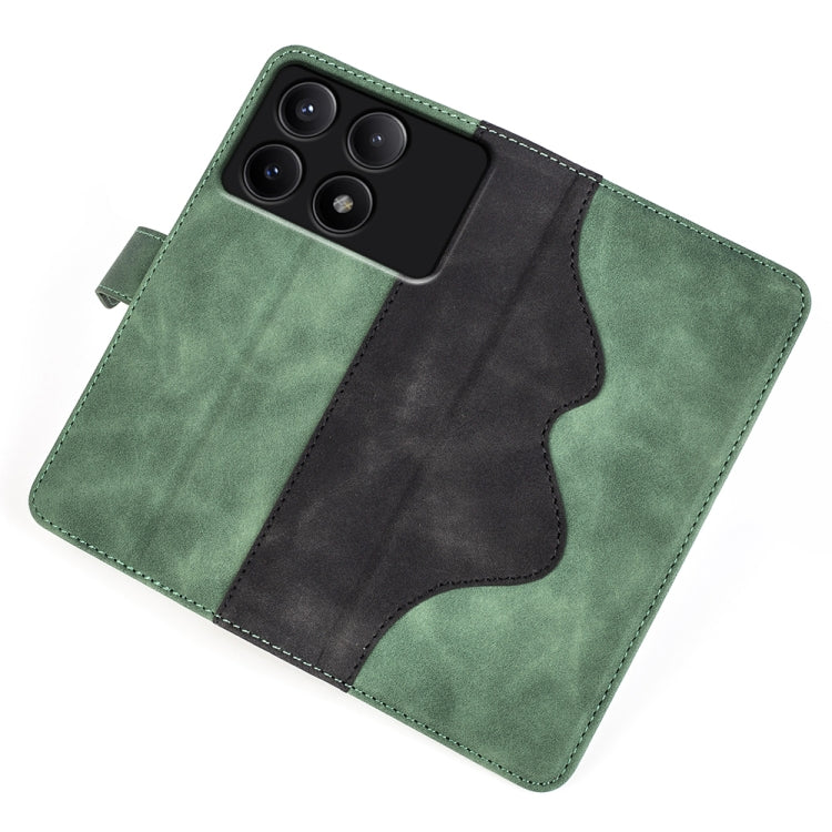 For Xiaomi Redmi K70E Stitching Horizontal Flip Leather Phone Case(Green) - Xiaomi Cases by buy2fix | Online Shopping UK | buy2fix