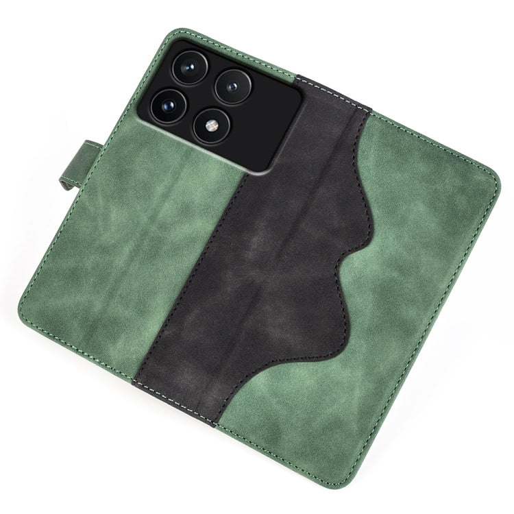 For Xiaomi Redmi K70 Stitching Horizontal Flip Leather Phone Case(Green) - Xiaomi Cases by buy2fix | Online Shopping UK | buy2fix