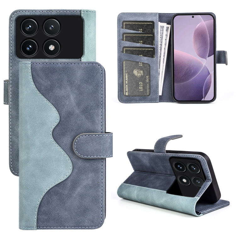 For Xiaomi Redmi K70 Stitching Horizontal Flip Leather Phone Case(Blue) - Xiaomi Cases by buy2fix | Online Shopping UK | buy2fix