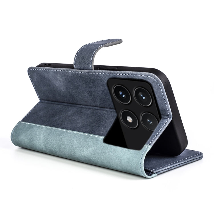 For Xiaomi Redmi K70 Stitching Horizontal Flip Leather Phone Case(Blue) - Xiaomi Cases by buy2fix | Online Shopping UK | buy2fix