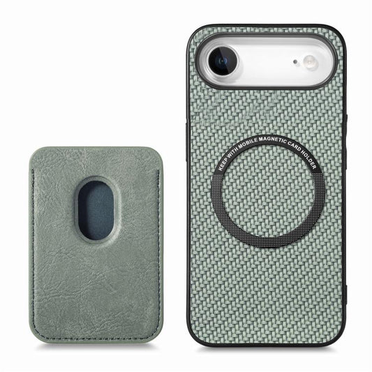 For iPhone Air Carbon Fiber Leather Card Magsafe Phone Case(Green) - iPhone Air Cases by buy2fix | Online Shopping UK | buy2fix