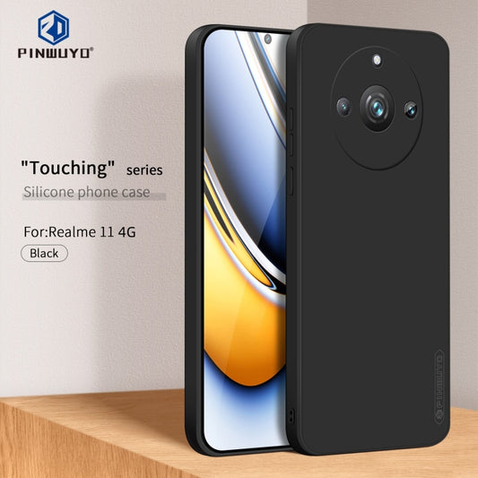For Realme 11 4G PINWUYO Sense Series Liquid Silicone TPU Phone Case(Black) by PINWUYO