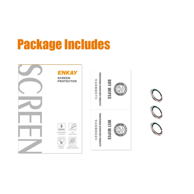 For iPhone 15 Pro / 15 Pro Max ENKAY Hat-Prince Glitter Rear Lens Aluminium Alloy Tempered Glass Film(Pink) by ENKAY