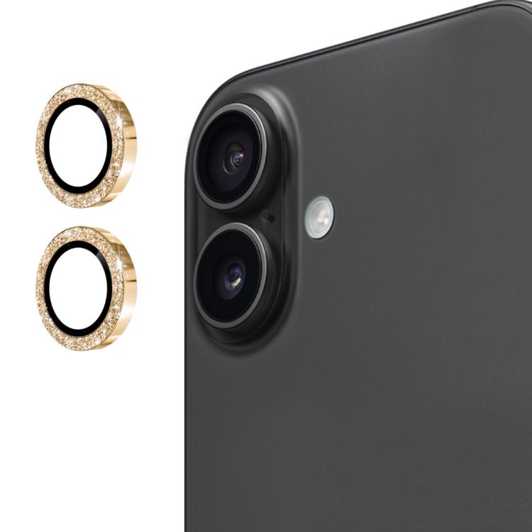 For iPhone 17 ENKAY Hat-Prince Glitter Rear Lens Aluminium Alloy Tempered Glass Film(Gold) - iPhone 17 Tempered Glass by ENKAY | Online Shopping UK | buy2fix