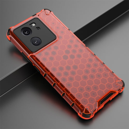 For Xiaomi 13T Shockproof Honeycomb Phone Case(Red) by buy2fix