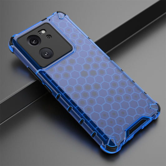 For Xiaomi 13T Shockproof Honeycomb Phone Case(Blue) by buy2fix