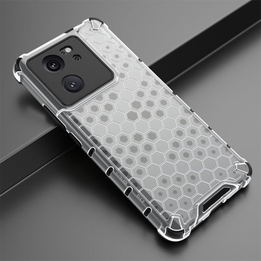 For Xiaomi 13T Pro Shockproof Honeycomb Phone Case(White) by buy2fix