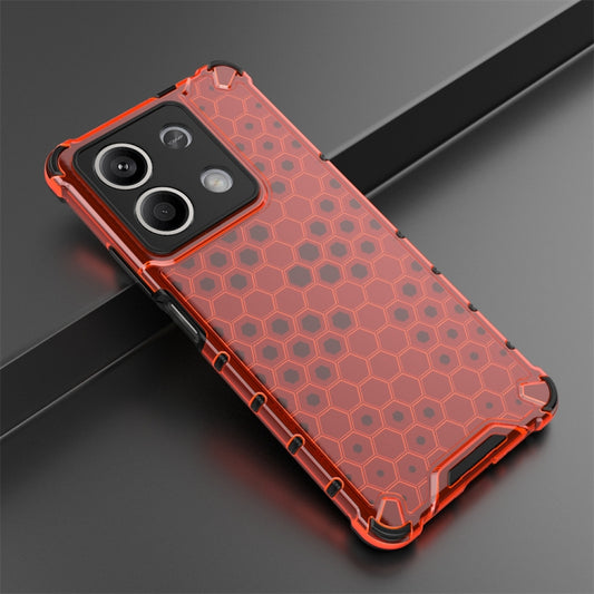 For Redmi Note 13 Shockproof Honeycomb Phone Case(Red) by buy2fix