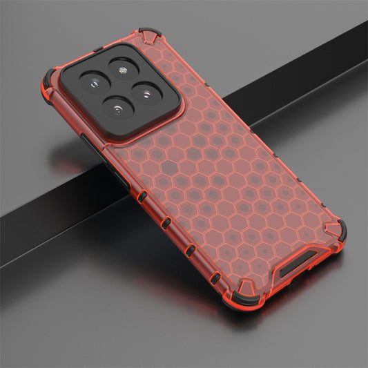 For Xiaomi 14 Pro Shockproof Honeycomb Phone Case(Red) by buy2fix