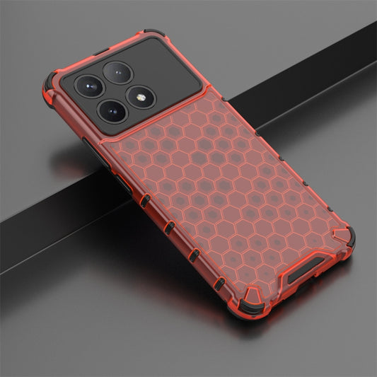 For Redmi K70 Shockproof Honeycomb Phone Case(Red) by buy2fix