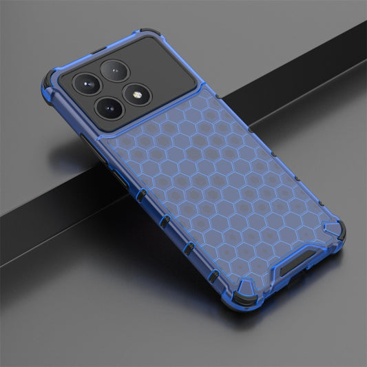 For Redmi K70 Shockproof Honeycomb Phone Case(Blue) by buy2fix