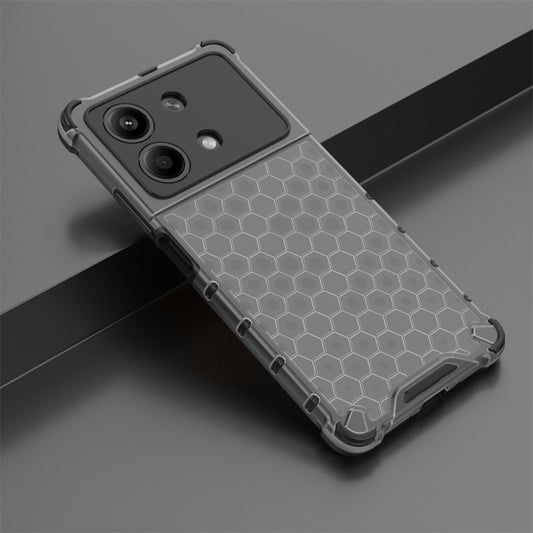 For Redmi Note 13R Pro Shockproof Honeycomb Phone Case(Black) by buy2fix