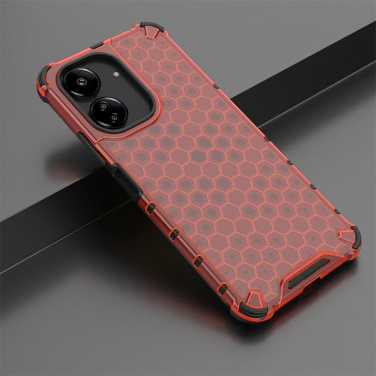 For Redmi 13C 4G Shockproof Honeycomb Phone Case(Red) by buy2fix