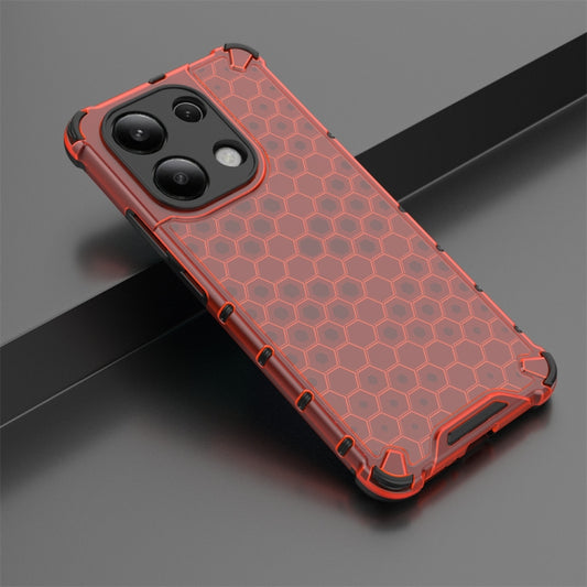 For Redmi Note 13 4G Global Shockproof Honeycomb Phone Case(Red) by buy2fix