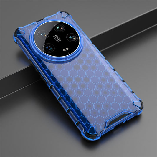For Xiaomi 14 Ultra Shockproof Honeycomb Phone Case(Blue) by buy2fix