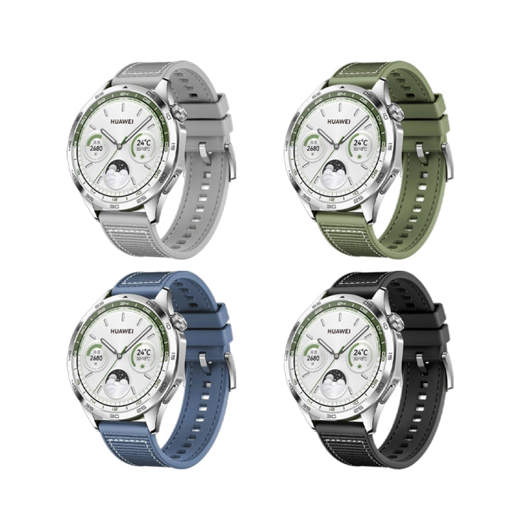 For Huawei Watch 4 Nylon Silicone Leather Watch Band(Gray) by buy2fix