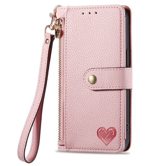 For Xiaomi 13 Lite Love Zipper Lanyard Leather Phone Case(Pink) by buy2fix
