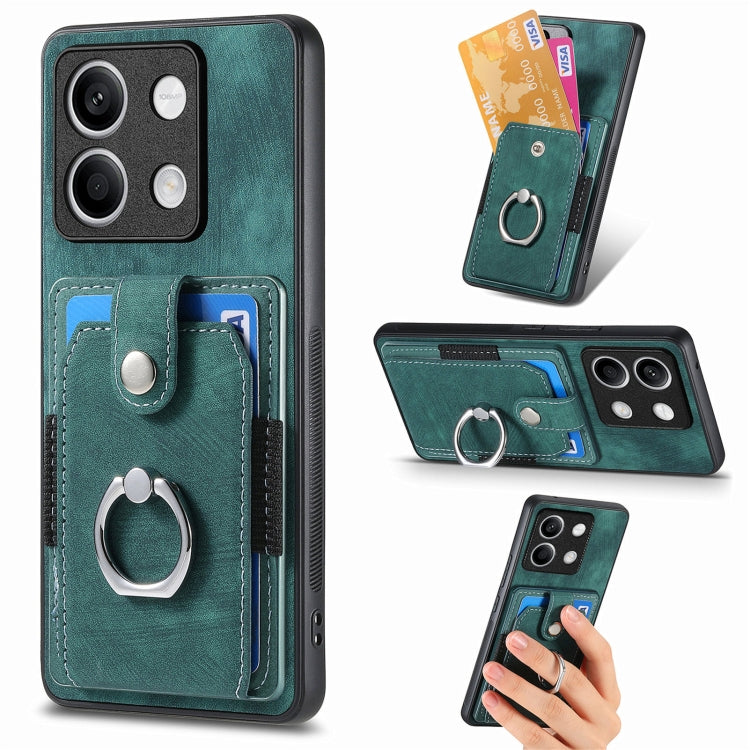 For Xiaomi Redmi Note 13 4G Retro Skin-feel Ring Card Wallet Phone Case(Green) - Xiaomi Cases by buy2fix | Online Shopping UK | buy2fix